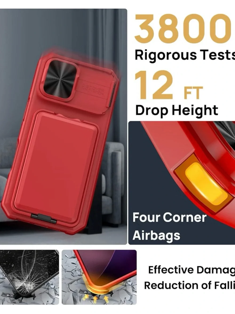 Apple iPhone 17 Red Camera-Slide Card Wallet Case